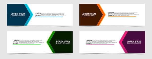 Set of abstract vector banners design. Collection of web banner template. modern template design for web, ads, flyer, poster with 4 different colors on grey background