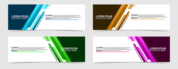 Set of abstract vector banners design. Collection of web banner template. modern template design for web, ads, flyer, poster with 4 different colors on grey background