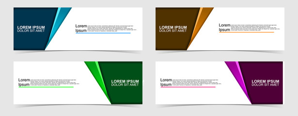 Set of abstract vector banners design. Collection of web banner template. modern template design for web, ads, flyer, poster with 4 different colors on grey background