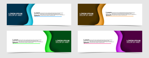 Set of abstract vector banners design. Collection of web banner template. modern template design for web, ads, flyer, poster with 4 different colors on grey background