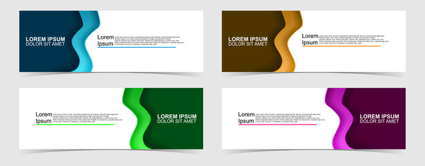 Set of abstract vector banners design. Collection of web banner template. modern template design for web, ads, flyer, poster with 4 different colors on grey background