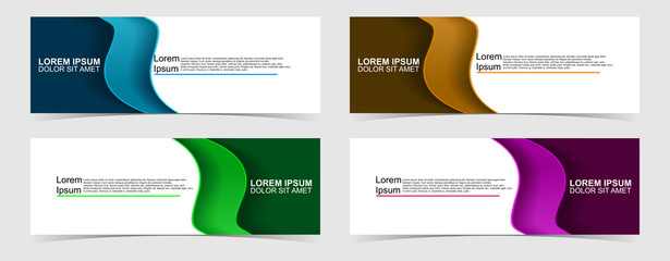 Set of abstract vector banners design. Collection of web banner template. modern template design for web, ads, flyer, poster with 4 different colors on grey background