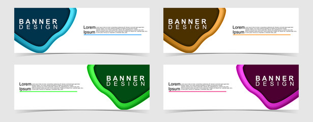 Set of abstract vector banners design. Collection of web banner template. modern template design for web, ads, flyer, poster with 4 different colors on grey background