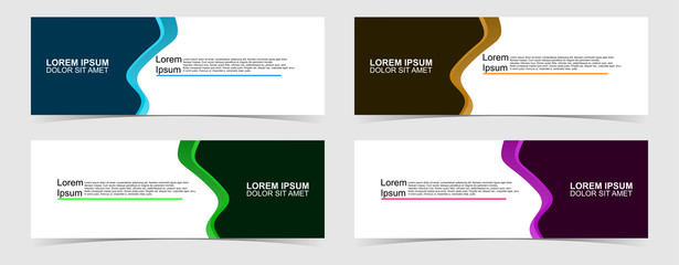 Set of abstract vector banners design. Collection of web banner template. modern template design for web, ads, flyer, poster with 4 different colors on grey background