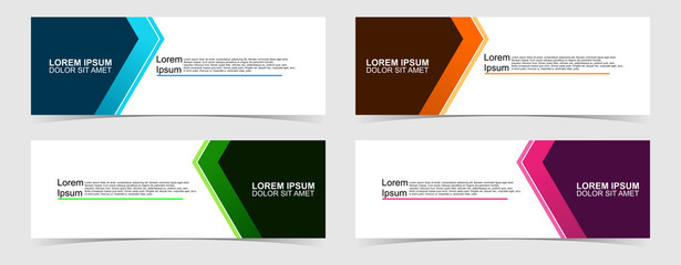 Set of abstract vector banners design. Collection of web banner template. modern template design for web, ads, flyer, poster with 4 different colors on grey background