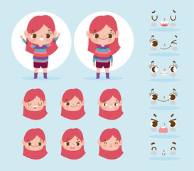 cartoon character animation little girl expressions various faces