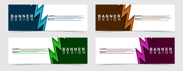 Set of abstract vector banners design. Collection of web banner template. modern template design for web, ads, flyer, poster with 4 different colors on grey background