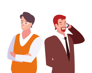 cute businessmen with various views, poses and gestures