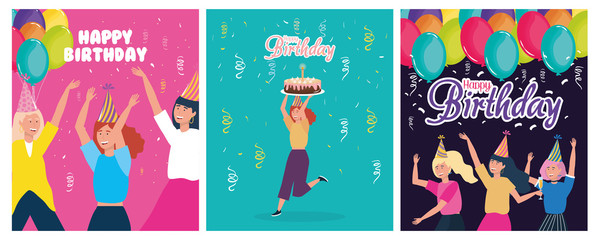 happy birthday, people celebration party event decoration banners