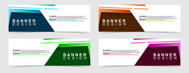Set of abstract vector banners design. Collection of web banner template. modern template design for web, ads, flyer, poster with 4 different colors on grey background