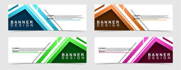 Set of abstract vector banners design. Collection of web banner template. modern template design for web, ads, flyer, poster with 4 different colors on grey background