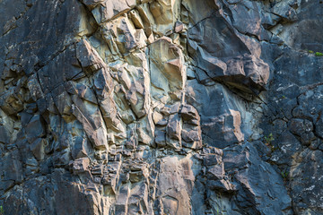 Rock cliff in the Ningunsaw River Ecological Preserve in British Columbia, Canada