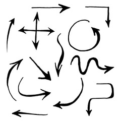 vector hand drawn arrows set. isolated on a white background