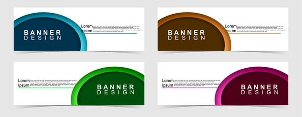 Set of abstract vector banners design. Collection of web banner template. modern template design for web, ads, flyer, poster with 4 different colors on grey background