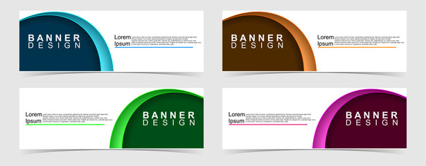 Set of abstract vector banners design. Collection of web banner template. modern template design for web, ads, flyer, poster with 4 different colors on grey background