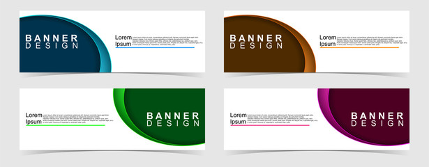 Set of abstract vector banners design. Collection of web banner template. modern template design for web, ads, flyer, poster with 4 different colors on grey background