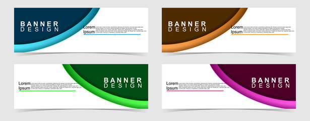 Set of abstract vector banners design. Collection of web banner template. modern template design for web, ads, flyer, poster with 4 different colors on grey background