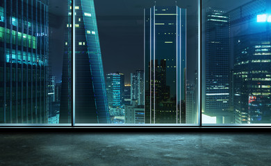 Empty office room with view of the city . © jamesteoh.art