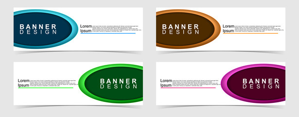 Set of abstract vector banners design. Collection of web banner template. modern template design for web, ads, flyer, poster with 4 different colors on grey background