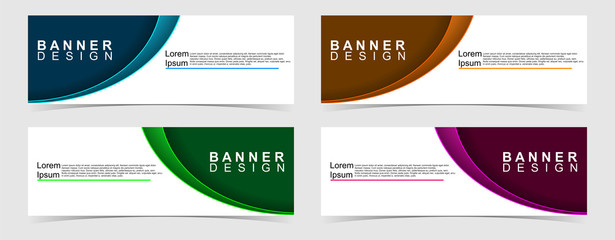 Set of abstract vector banners design. Collection of web banner template. modern template design for web, ads, flyer, poster with 4 different colors on grey background