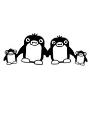 Pinguine mit Kindern putzig kawaii frech liebe tier zoo kalt clipart comic cart