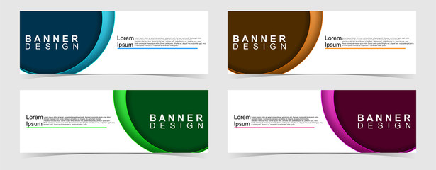 Set of abstract vector banners design. Collection of web banner template. modern template design for web, ads, flyer, poster with 4 different colors on grey background