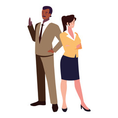 business couple standing on white background