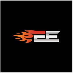 Initial Letter EE Logo Design with Fire Element