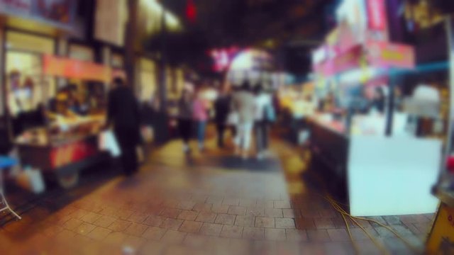 Scene time lapse of people crowded in Myeongdong Street Market at south Korea