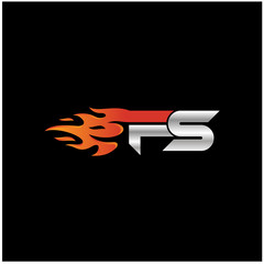 Initial Letter FS Logo Design with Fire Element