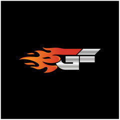 Initial Letter GF Logo Design with Fire Element