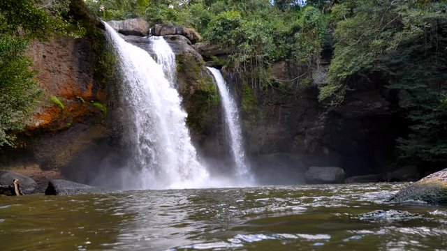 Video slow motion of Haew Suwat waterfall at Khao yai national park, Thailand