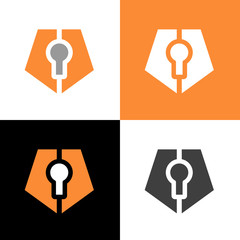 Key hole logo template elements, secure lock icon design, digital protection symbol