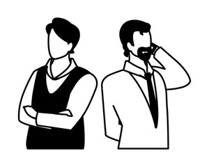 cute businessmen with various views, poses