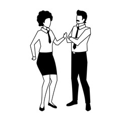 business couple standing on white background