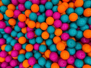 Pink, Orange, and Blue Ball Pit from Above