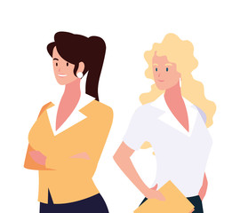 cute businesswomen with various views, poses and gestures