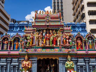 Facade of Sri Krishnan Hindu temple in Singapore	