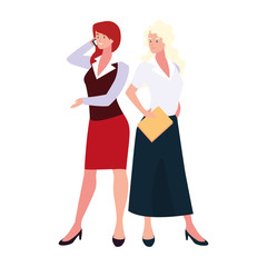 cute businesswomen with various views, poses and gestures