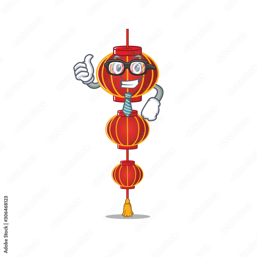 Wall mural Cool Businessman lampion chinese lantern cartoon character