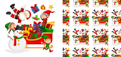 Seamless background design withSanta and christmas elf