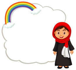 Happy girl and cloud frame