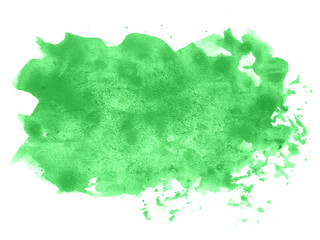 Green watercolor scribble texture. Abstract watercolor on white background. Green abstract watercolor background. It is a hand drawn.