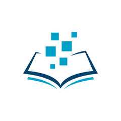 Obraz premium blue e book logo design vector. Sign of Electronic Book Library icon symbol