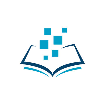 Blue E Book Logo Design Vector. Sign Of Electronic Book Library Icon Symbol