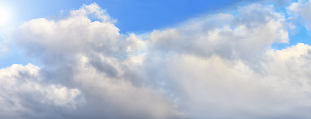 Banner. Beautiful blue sky with clouds on a bright day