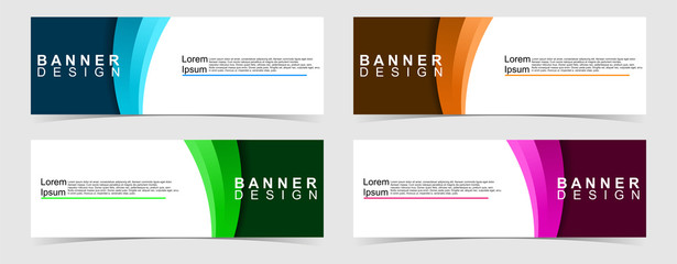 Set of abstract vector banners design. Collection of web banner template. modern template design for web, ads, flyer, poster with 4 different colors on grey background
