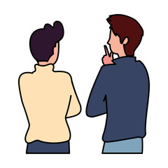 men of back position on white background