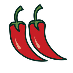 Chilli Icon Vector in Color Simple Design