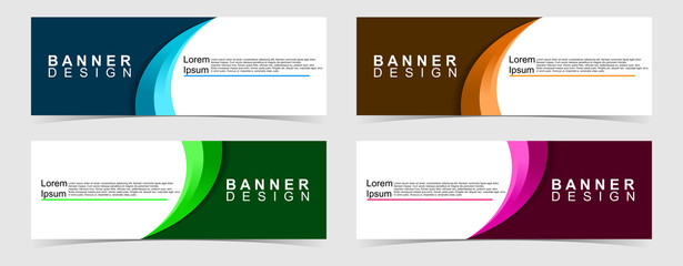 Set of abstract vector banners design. Collection of web banner template. modern template design for web, ads, flyer, poster with 4 different colors on grey background